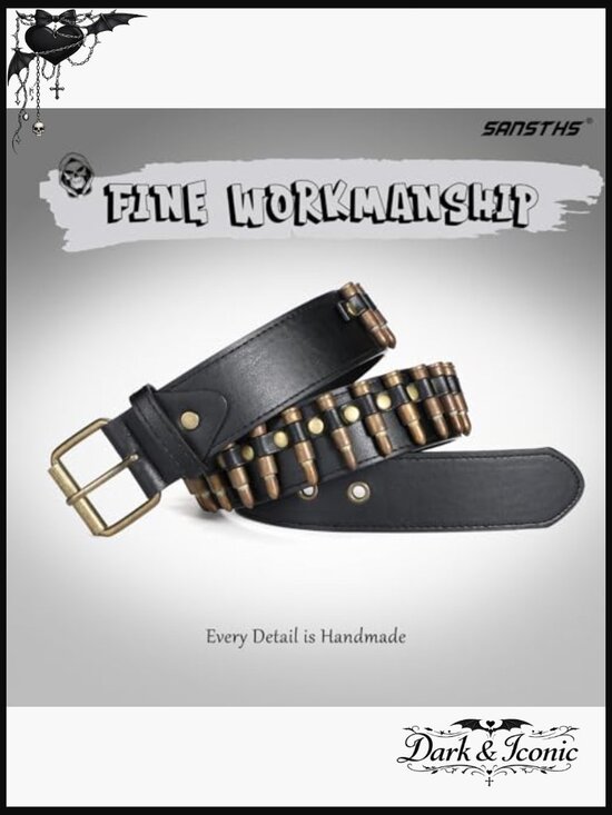 Studded Gothic Punk Belt with Metal Buckle for Women and Men Unisex